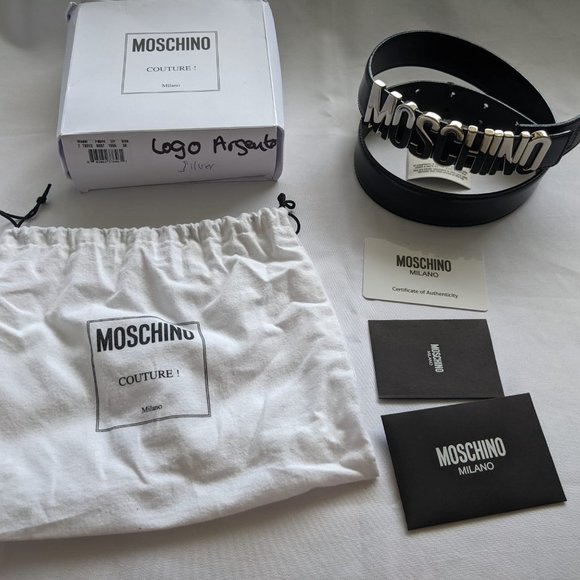 Moschino Couture Jeremy Scott Silver Logo BELT - Picture 3 of 16